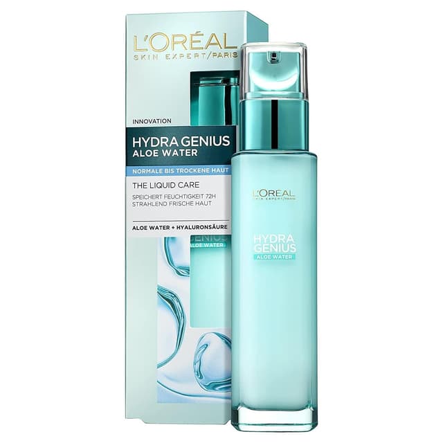 Detalle de L'Oréal Paris Hydra Genius Aloe Water Feuchtigkeitsfluid (Aloe Water & Hyaluronsäure), 70 ml – Packung mit 2