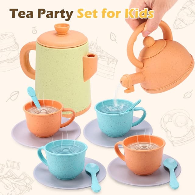 Detalle de RUIDYA Pretend Play Kitchen Set for Kids (35-piece wheat straw accessories) for toddlers aged 3+