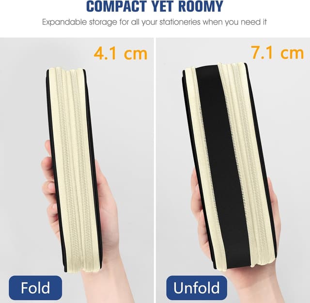 Detalle 2 de FINPAC Federmäppchen Federtasche ZA – Schwarz, erweiterbar mit viel Stauraum