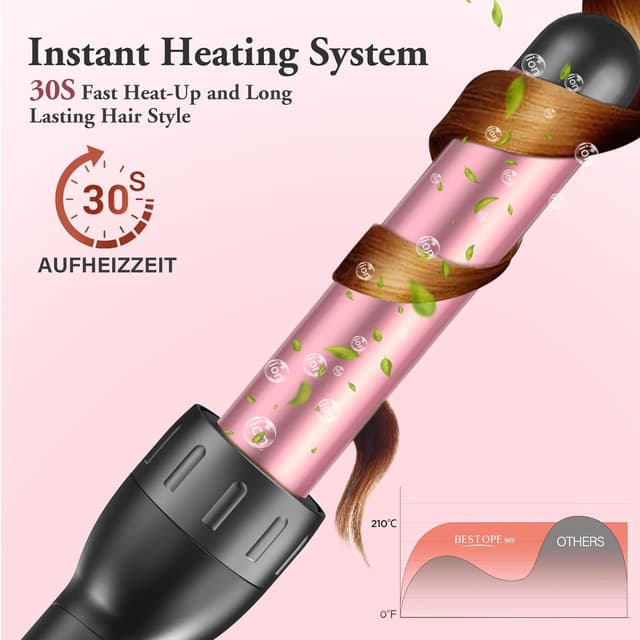 Detalle 2 de BESTOPE MIX Boucleur à cheveux 5 en 1 avec lisseur – kit de bouclage et embouts 10 à 32 mm