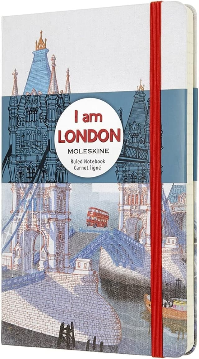 Detalle de Moleskine Carnet Édition Limitée I Am London – couverture rigide, 240 pages blanches, format 13 x 21 cm