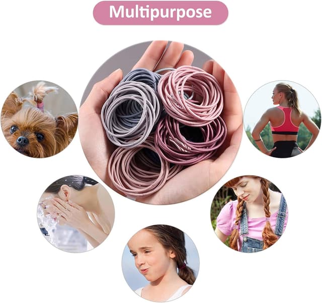 Thumbnail 6 de Hanyousheng – 200 bandes élastiques multicolores pour cheveux (sans métal), diamètre 4,5 cm