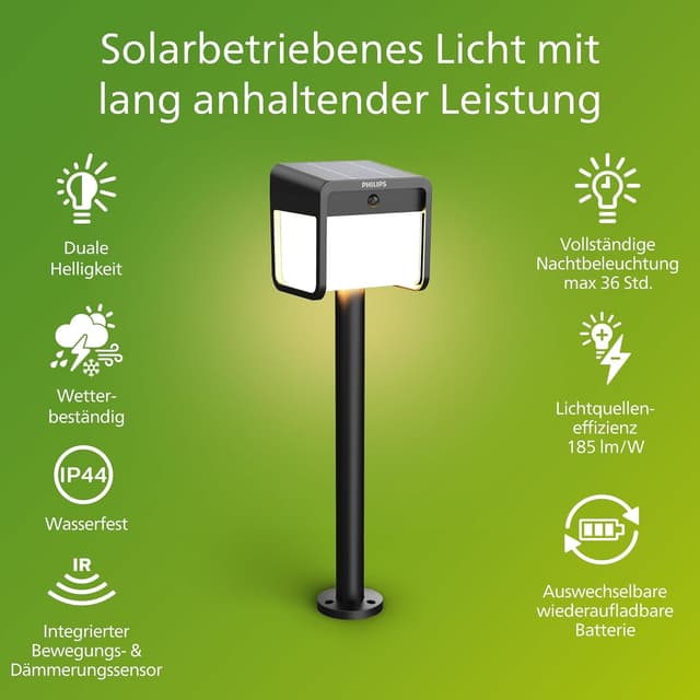 Detalle de Philips Ezra Solar-Sockelleuchte 250/25 lm