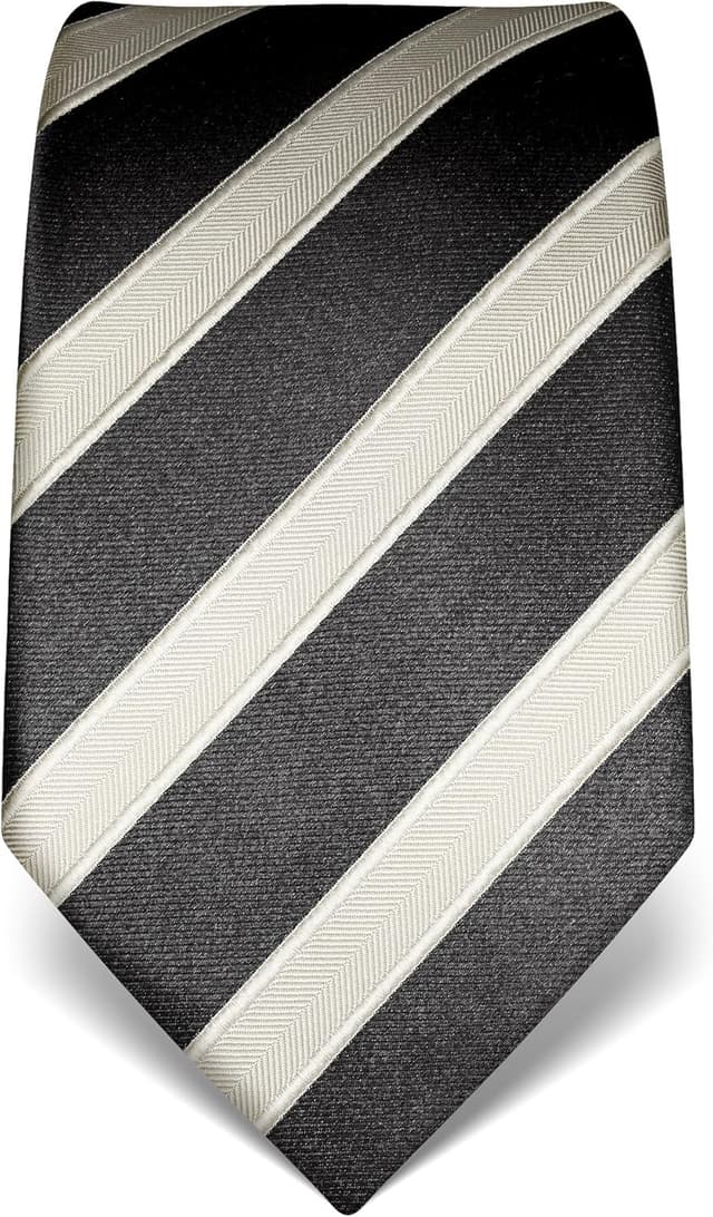 Detalle de Cravate homme Vincenzo Boretti en pure soie, haute densité de tissage, anti-taches hydrofuge à rayures