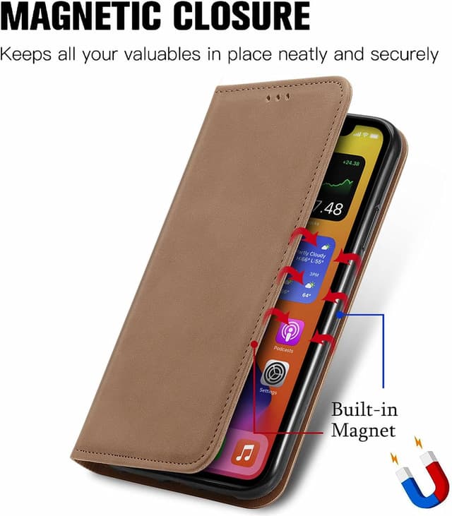 Detalle 2 de Cracedily Handyhülle für Honor Magic 6 Pro – Klapp-Schutzhülle mit Kartenfächern, Magnetverschluss & Standfunktion