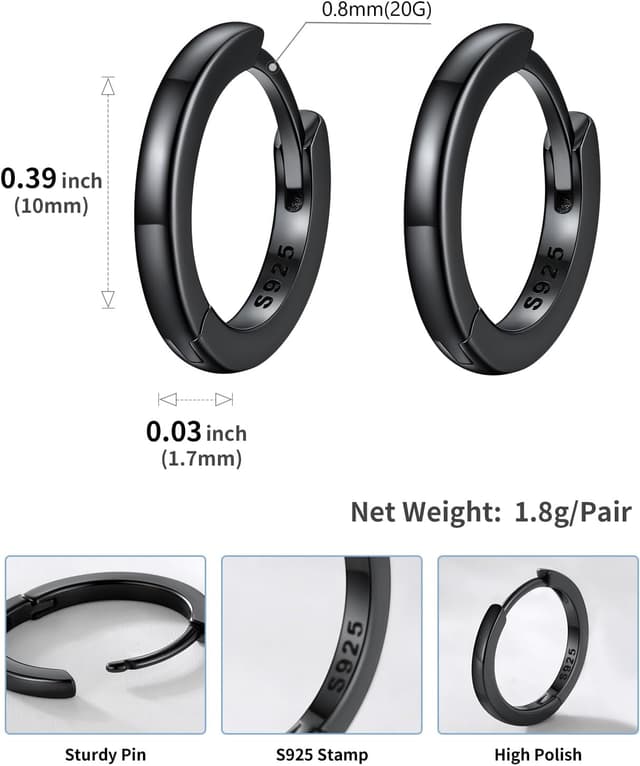 Detalle 2 de SILVERCUTE Argent 925 Huggie 8 mm đ