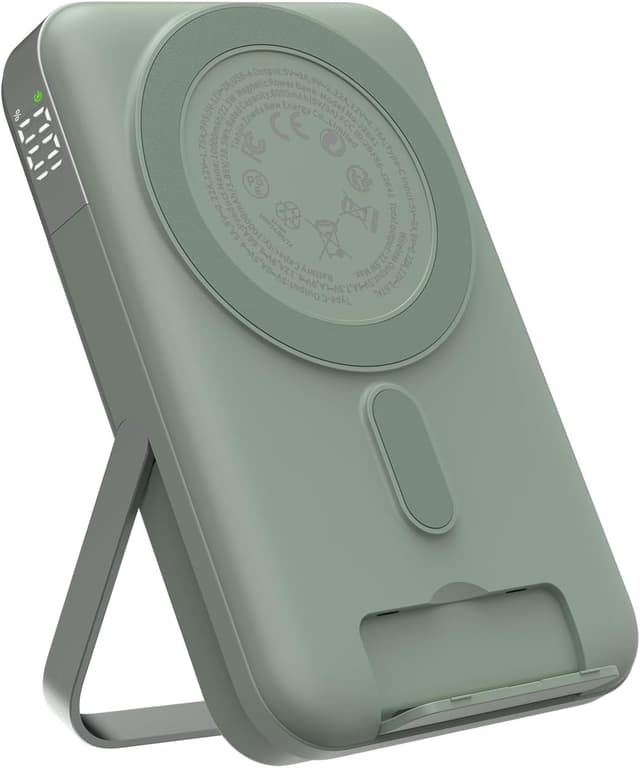 Detalle de JUOVI Batterie Externe Magnétique 10000 mAh sans fil 22,5 W avec écran LED et double support