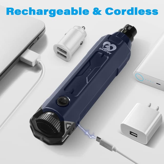 Detalle 2 de Casfuy Krallenschleifer für Hunde (6-Gang) – elektrischer, wiederaufladbarer Nagelschleifer mit LED