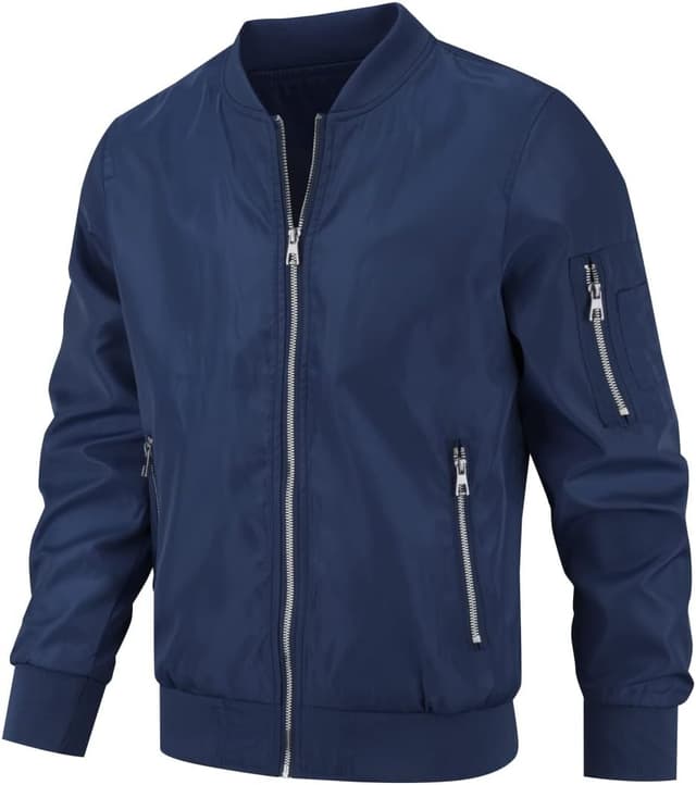 Detalle 2 de YOUTHUP giacca leggera da uomo casual bomber a collo rialzato a maniche lunghe