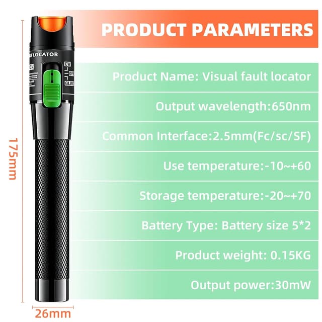 Detalle 2 de Localizzatore visivo guasti 30 mW per fibra ottica