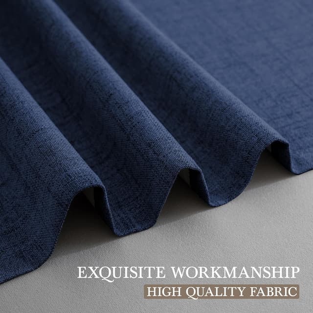 Detalle 2 de CUCRAF 100% Blackout Curtains Blue (108 Inch Drop) – 2 Panel Thermal Eyelet Soft Texture