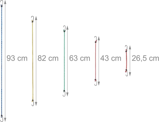 Detalle de Relaxdays set elastici con ganci per portapacchi: 24 cavi in 5 misure (universali, multicolori)