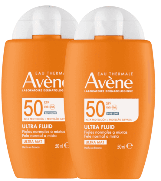 Detalle de Avène Solar Fluido Invisible Ultra Mat SPF50+ ☀️ 2x50 ml