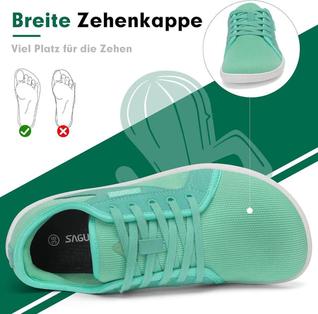 Detalle de SAGUARO Unisex Barfußschuhe aus Strick mit breiter Zehenbox und Zero-Drop Sohle „Luck I“