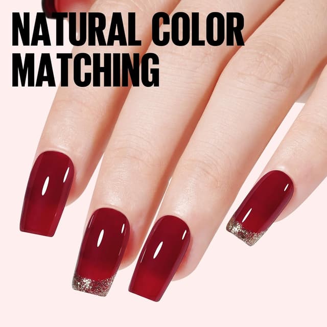 Detalle 2 de TOMICCA Gelée Vernis Semi Permanent (15 ml) transparent rouge – vernis gel UV/LED pour manucure à la maison