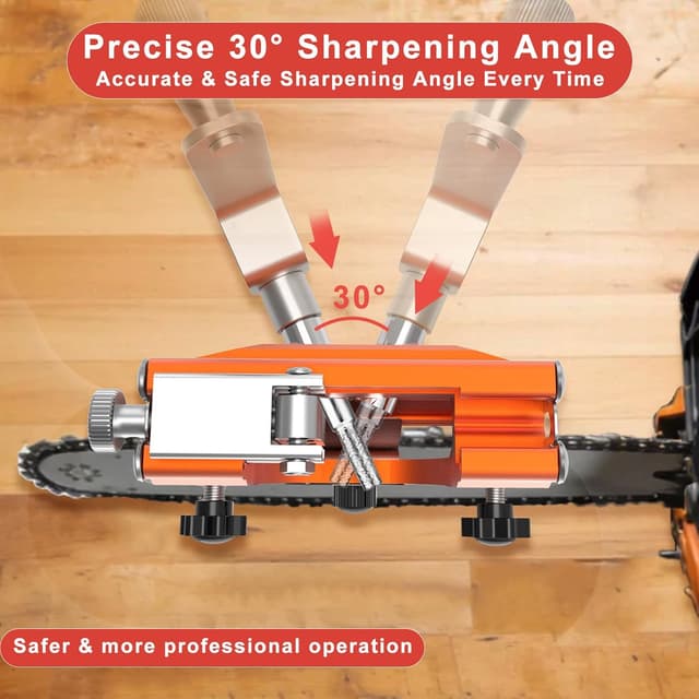 Detalle 1 de OMCCHK Chainsaw Sharpener with Carry Bag and 5/10 Sharpening Burrs for 4–22 inch Chains