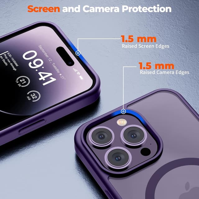 Detalle de zapica Magnetic Case for iPhone 14 Pro (MagSafe Compatible) — Dark Purple Translucent Matte Protection