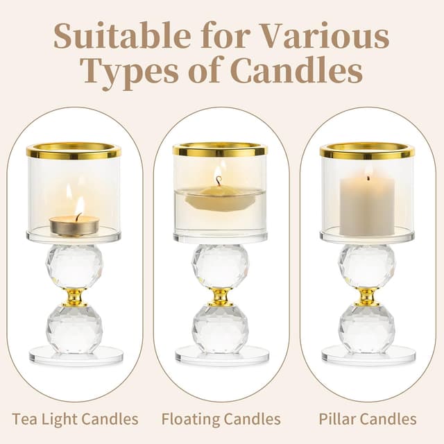 Detalle 1 de Sziqiqi Kristall Kerzenständer Set 2-teilig