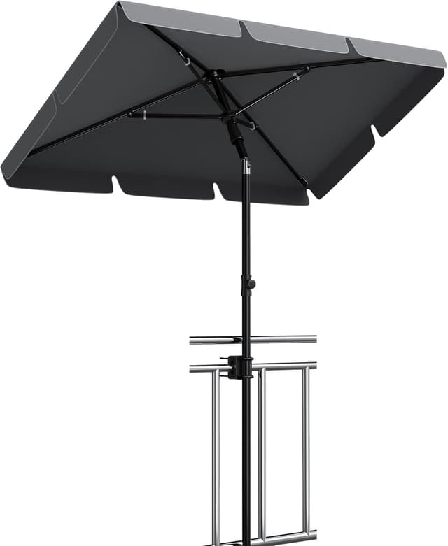 Detalle de GarveeHome Balkon-Sonnenschirm 200x125 cm mit Schirmhülle, UV50+ anthrazit – rechteckig, knickbar & höhenverstellbar
