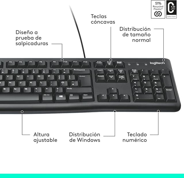 Thumbnail 6 de Logitech K120 Teclado USB QWERTY Español — Resistente a salpicaduras 💻