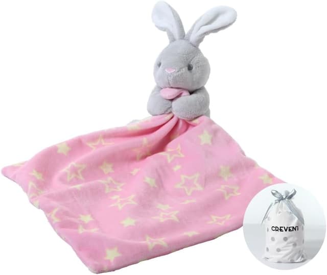 Detalle de CREVENT Cozy Plush Baby Security Blanket Loveys Hugging Bunny