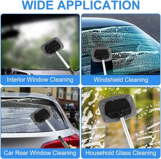 Thumbnail 6 de AMFUN 7-piece car windscreen cleaner kit with extendable telescopic handle and reusable microfiber pads
