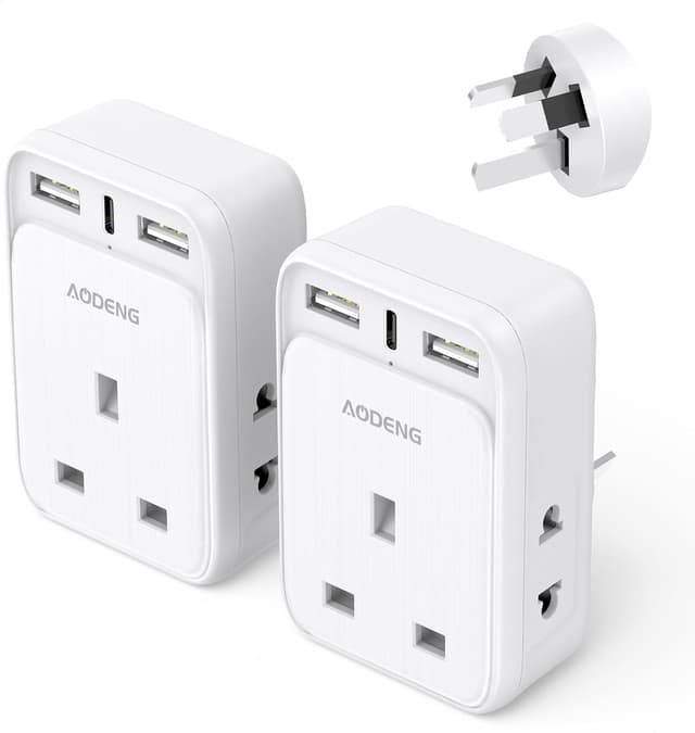 Imagen de UK to Australia Plug Adapter 6-in-1 2 Pack with USB-C 🔌 en OfertitasTOP