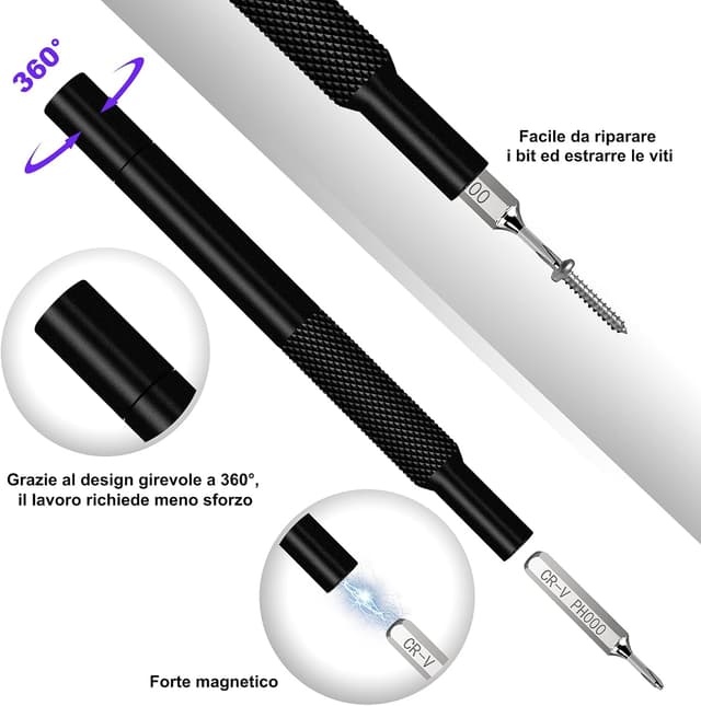 Detalle de VCELINK Set Cacciaviti di Precisione 25 in 1 con impugnatura magnetica