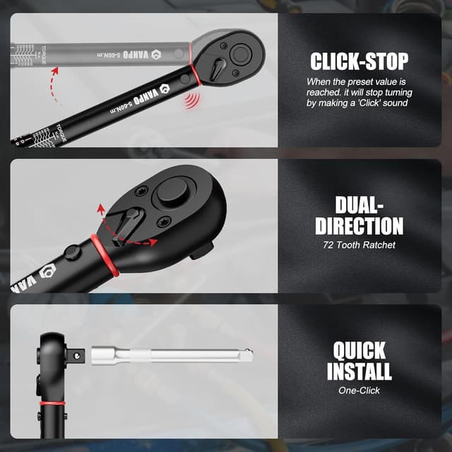 Detalle 2 de VANPO Drehmomentschlüssel Set 1–220 Nm