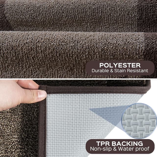 Detalle de DOMUSTEX Washable Runner Rug 32" x 144" — Antislip Kitchen Hallway Floor Mat, Rolled Package
