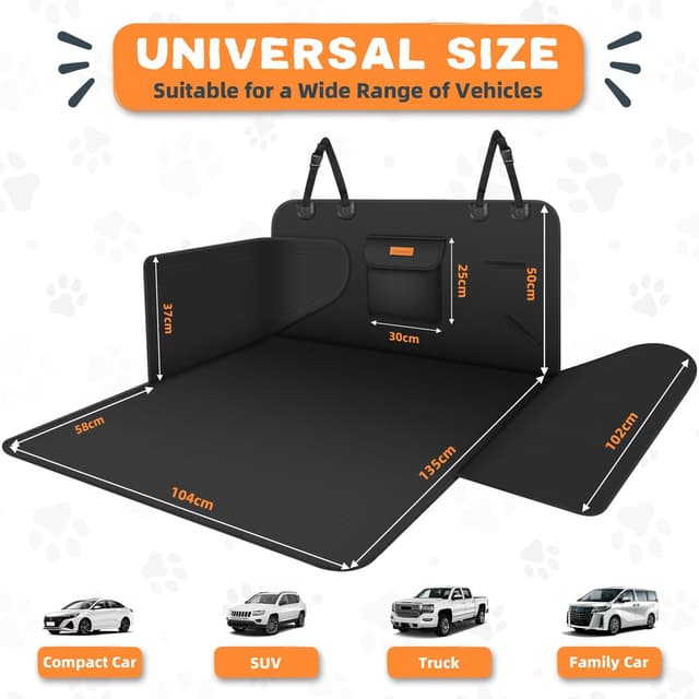 Detalle de Looxmeer Kofferraumschutz Hund mit Seiten- & Ladekantenschutz (Hundedecke für den Kofferraum, wasserdicht)