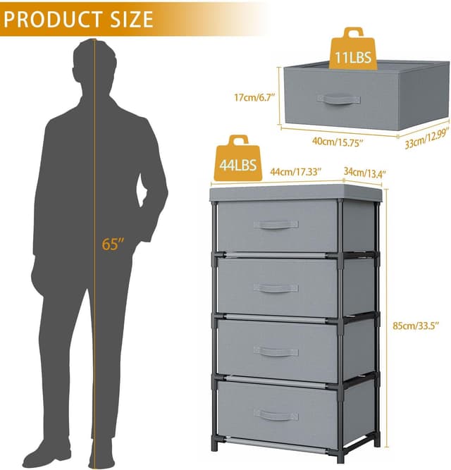 Detalle de WANGIRL Fabric Chest of Drawers 4 Drawer