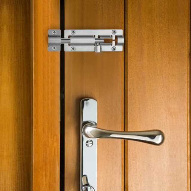 Detalle 2 de JelKen 2 Pack Door Lock Bolts (4 inch / 100mm) – 304 Stainless Steel Latch Bolts with Screws