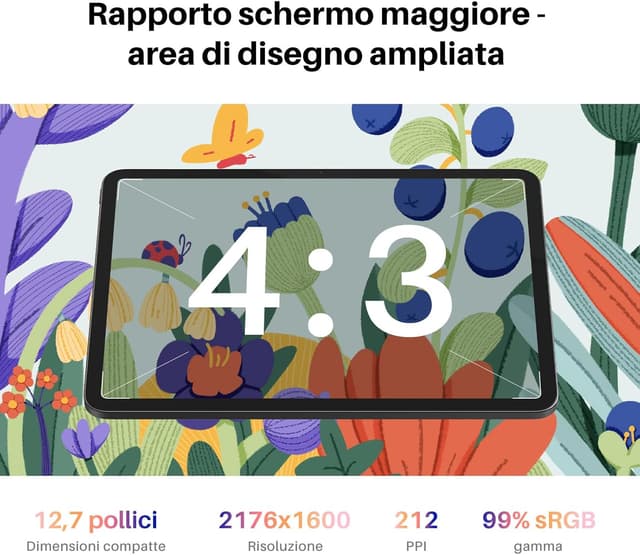 Detalle de HUION Kamvas Slate 13 (12,7”): tavoletta grafica con schermo autonoma Android 14, 2K QHD, H-Pencil