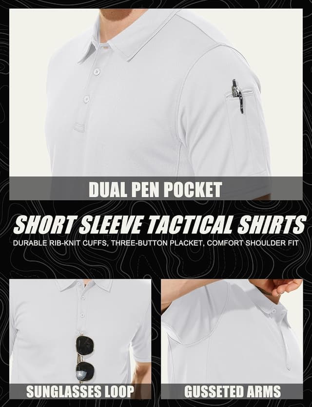 Detalle de MAGCOMSEN Men’s Breathable Quick Dry Golf Polo Shirt (Short-Sleeved, Lightweight)