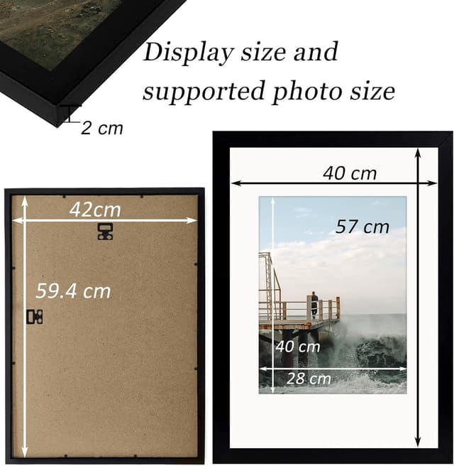 Detalle de RUN HELIX A2 Solid Wood Picture Frame (42 x 59.4 cm) with Black Frame & Plexiglass, Wall Mount
