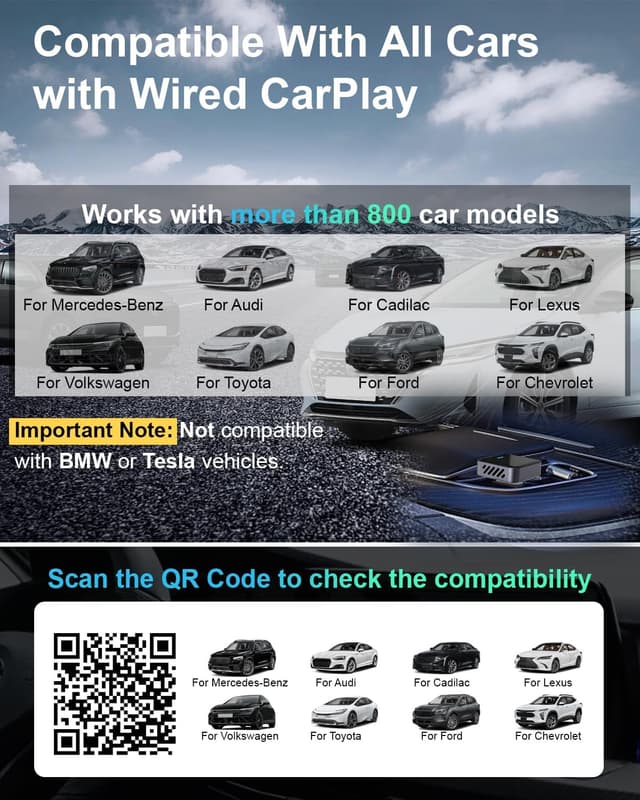 Detalle de Gatatol Adattatore CarPlay Wireless per iPhone: da CarPlay cablato a wireless, mini USB-A/USB-C