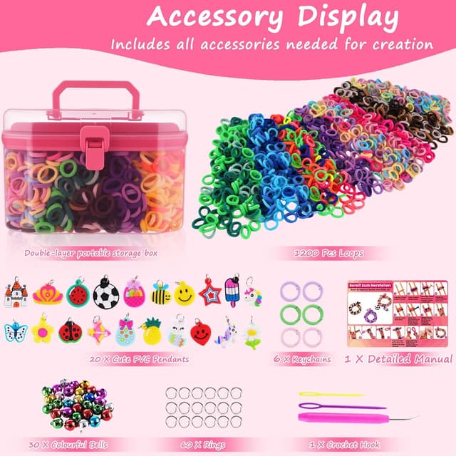 Detalle 2 de Loom Bänder Set Kinder 1500pcs ab 6