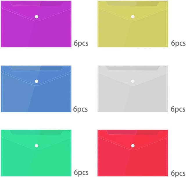 Detalle de LZYKJGS Lot de 36 pochettes plastique avec bouton pression A5 (PP) pour documents