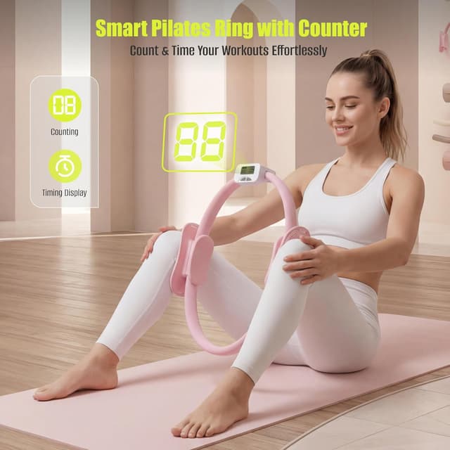 Detalle de MaxU Pilates Essentials Kit for Women – Pilates ring with counter, ball, resistance bands and grip socks