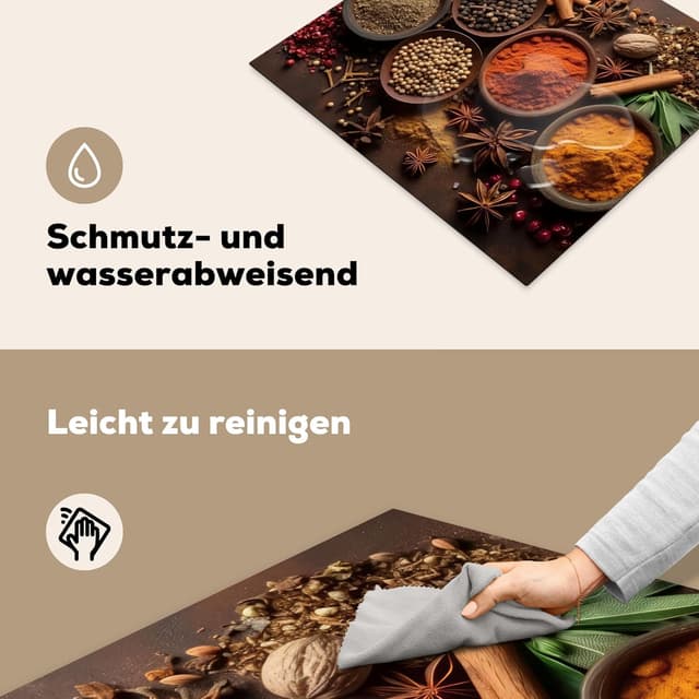 Detalle 2 de KitchenYeah Herdabdeckplatte 59 x 52 cm (einteilig) für Ceranfeld – Foto-Druck, als Schutz & Abdeckung