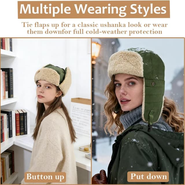 Detalle de ZYHUI Trapper Hat Faux Fur Winter Hat with Ear Flaps (Men & Women)