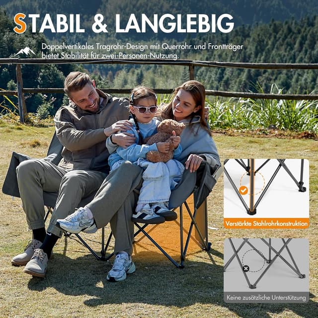 Detalle 1 de Portal Campingsofa Doppel Klappstuhl 272 kg