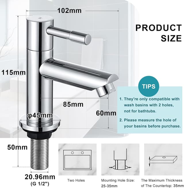 Thumbnail 5 de Wasserrhythm Twin Basin Taps 1/4 Turn