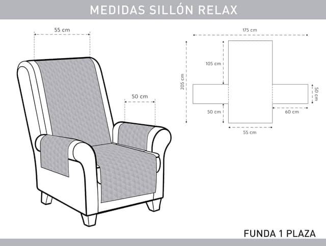 Thumbnail 3 de Textilhome - Funda Cubre Sofá Adele, 1 Plaza/Relax 🛋