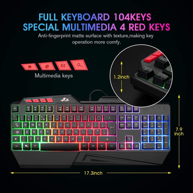 Thumbnail 5 de Rii RK202 Gaming keyboard with rainbow LED