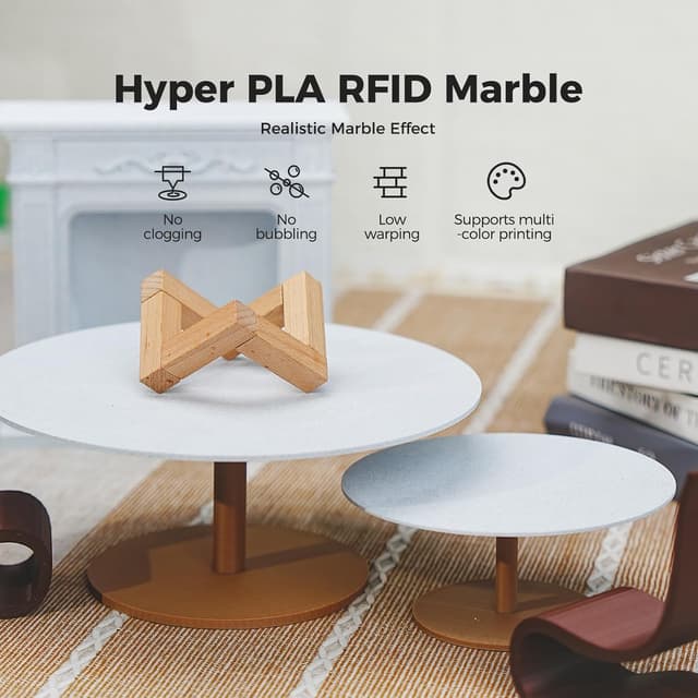 Detalle de Creality Hyper PLA Marble RFID 1.75mm filament (1kg) for 3D printing, natural marble-like texture