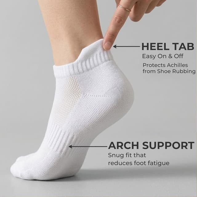 Detalle 2 de Wamicu Chaussettes basses femme (lot de 5) respirantes en coton, anti-transpiration pour running, travail et loisirs