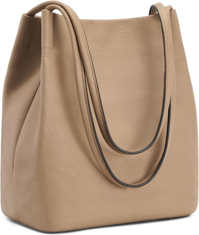 Detalle de Kattee Damen Schultertasche aus weichem Echtleder mit magnetischem Druckknopfverschluss