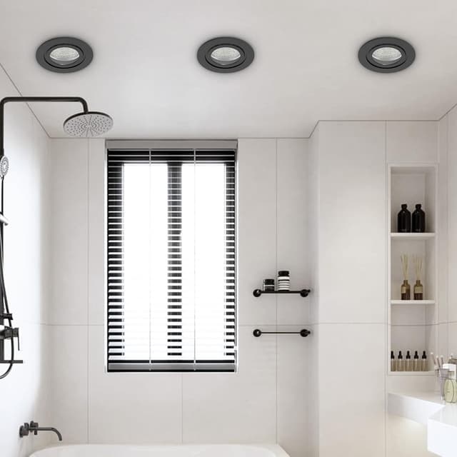 Thumbnail 6 de Doughelec 10er Einbaustrahler GU10 Rahmen IP44 (Aluminium, schwarz) inkl. GU10 Fassung – rund, flach